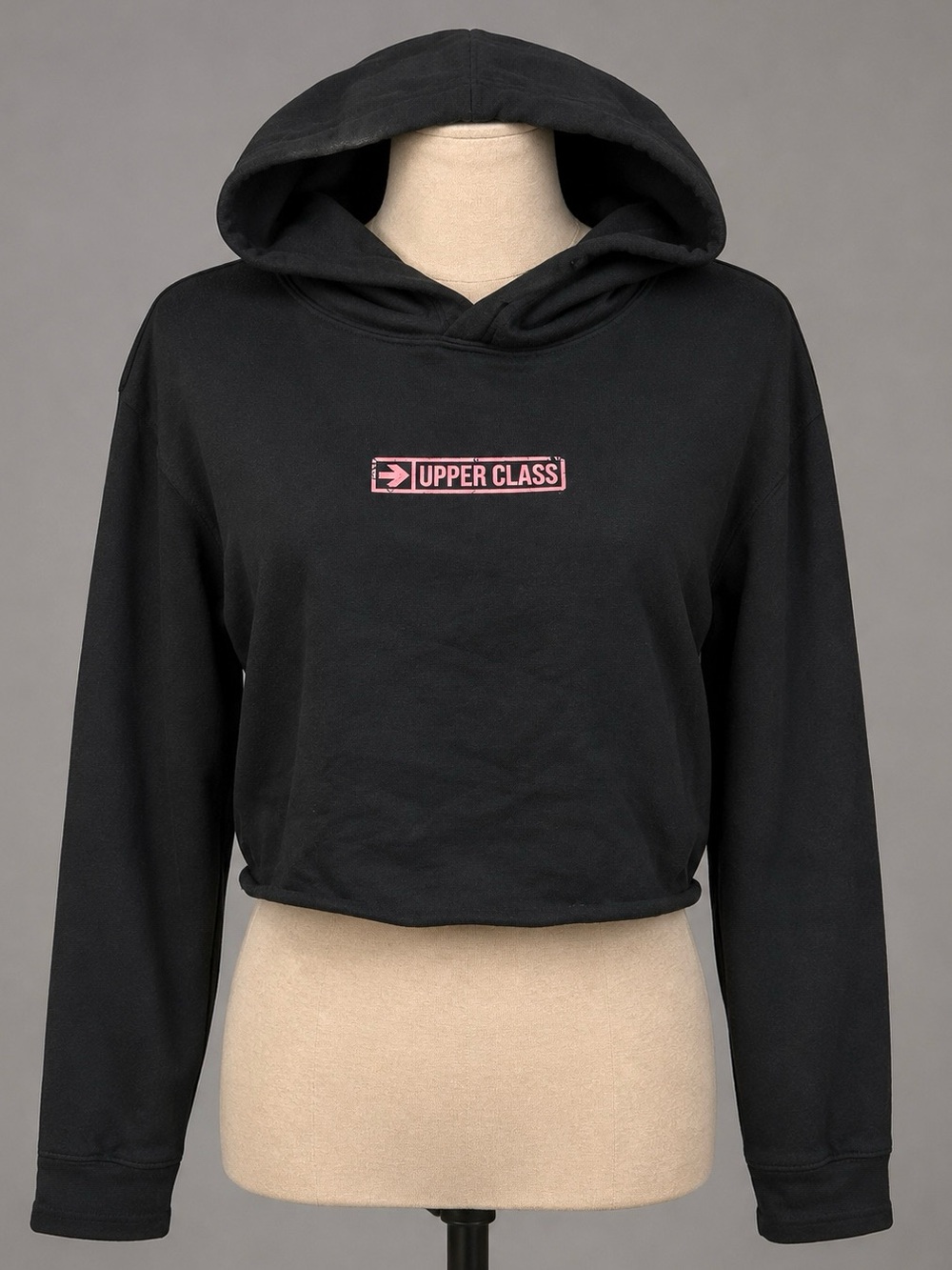 UPPER CLASS Black Crop Hoodie Sweatshirt
